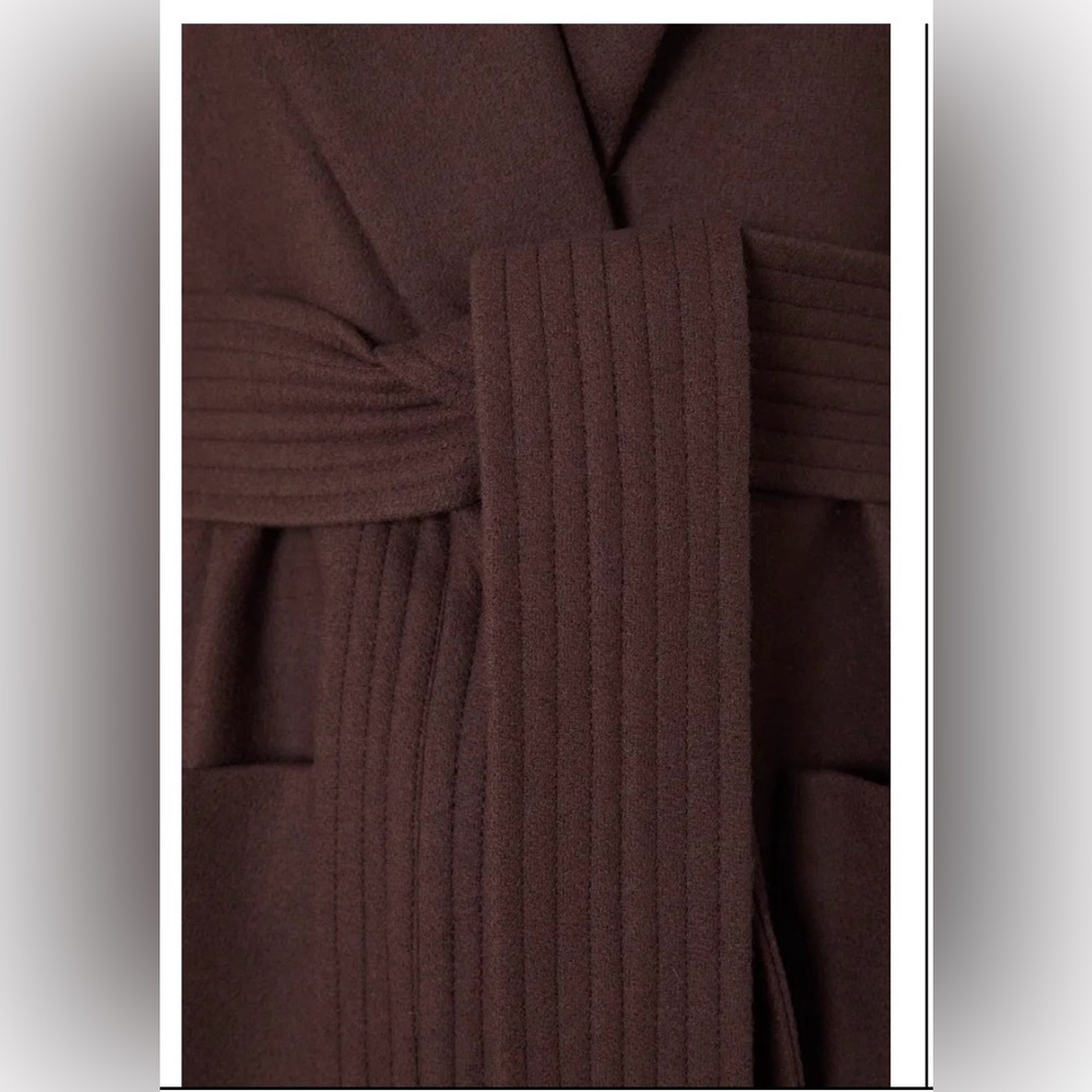 MOTHER OF PEARL LEXI PEARL EMBELLISHED BELTED PANELED WOOL - BLEND COAT SZ S - Picture 5 of 7